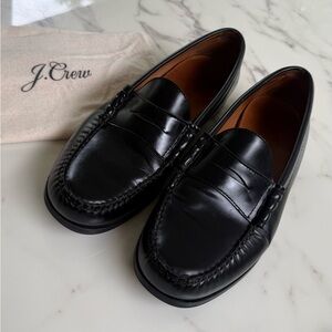 J. Crew Classic Black Leather Slip-On Loafers